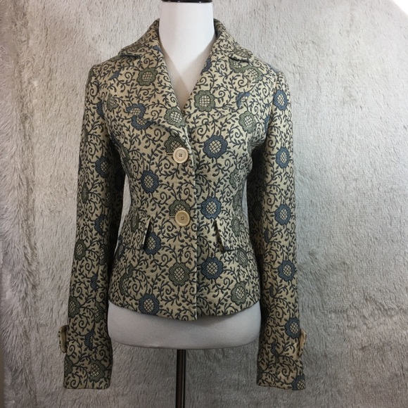 LOFT Jackets & Blazers - Ann Taylor LOFT Retro Blue Tan Green Floral Blazer